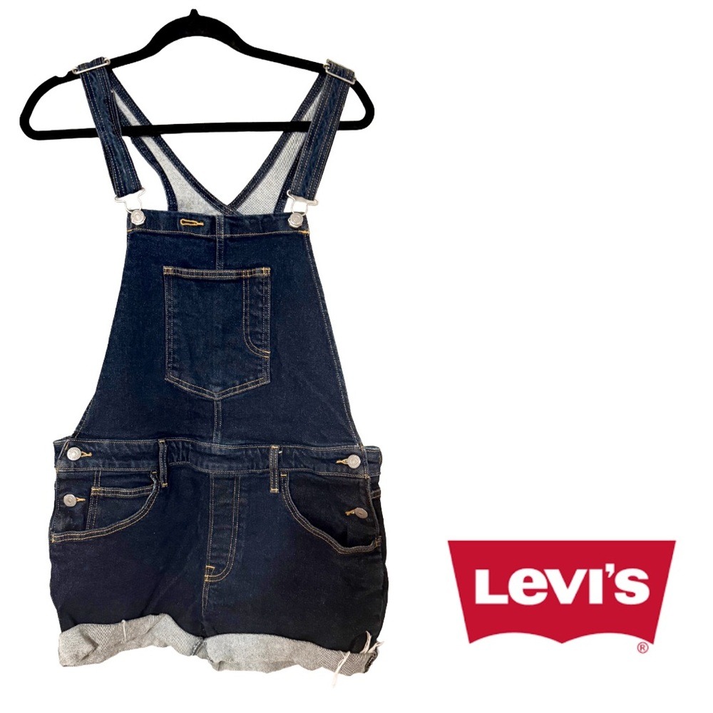 ❤️ Levi’s Denim Short Overalls (Cutoffs) | Size Large | Dark Wash | Adjustable